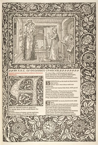 ケルムスコットプレスによって1896年に出版された「ケルムスコットチョーサー」 作： William Morris